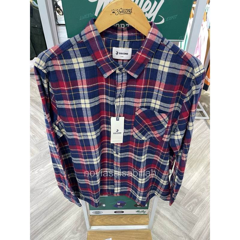 KEMEJA 3SECOND FLANEL KOTAK-KOTAK TERBARU ORIGINAL 100%