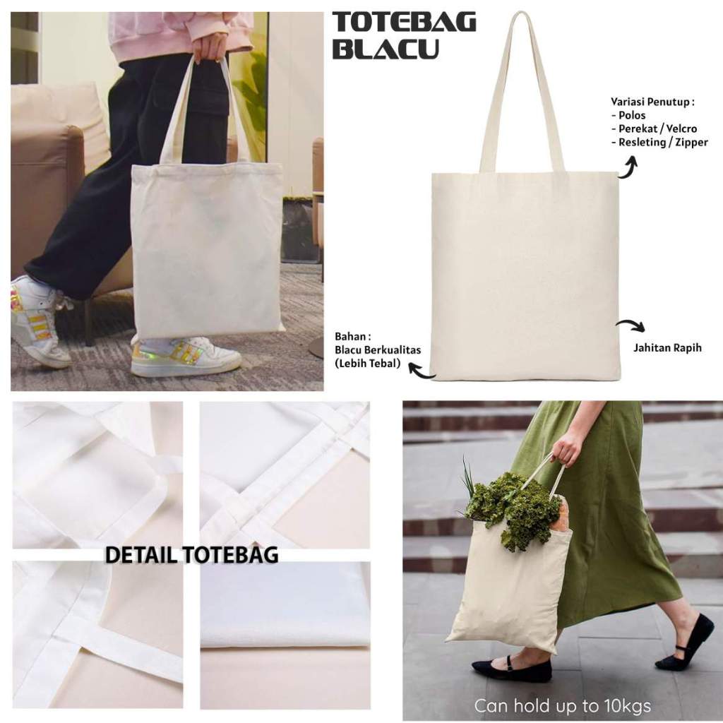 Tote Bag Blacu Polos Tas Belanja Kain Goodie Bag Shopping Totebag Kuliah Tas Lukis
