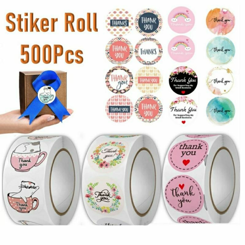 

Sticker Label Thank You / Terima Kasih 1 Roll isi 500Pcs