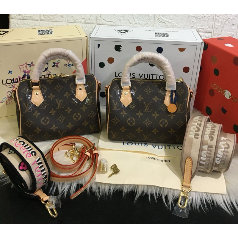 LV Speedy Bandouliere 20 Monogram M46222 with Strap Magnet Box (Double Box) ~ Kulit Mateng/Serap Air