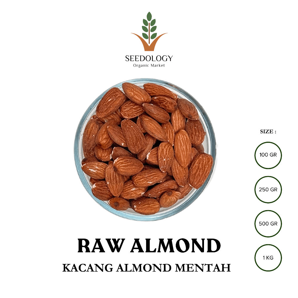 

Raw Almond 500gr - Kacang Almond Mentah Kupas Premium