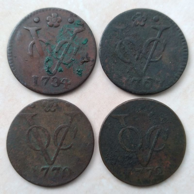 Set 4 Pcs Koin Kuno VOC 1734-1772 Holland - YS37