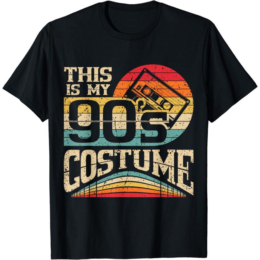 Kaos Baju Dewasa Vintage 90s Outfit Women Men This Is My 90's Costume Party T-Shirt