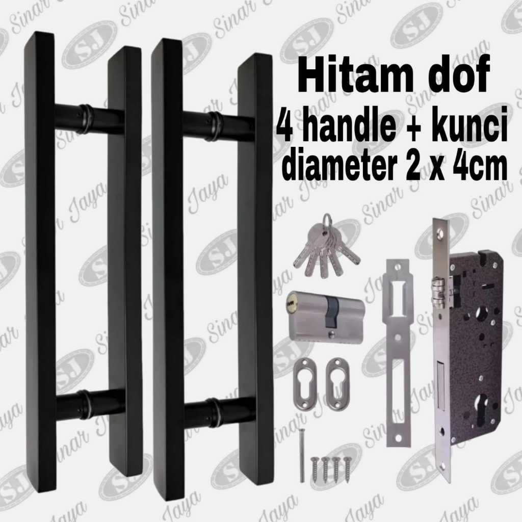 1 set handle pintu kunci rumah minimalis panjang 45cm 60cm gagang pintu fullset tarikan pintu kukuta