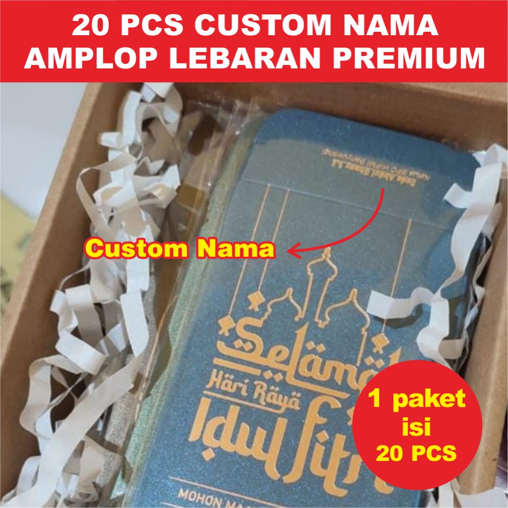 

AMPLOP ANGPAO THR LEBARAN PREMIUM HOTPRINT CUSTOM NAMA ISI 20 pcs