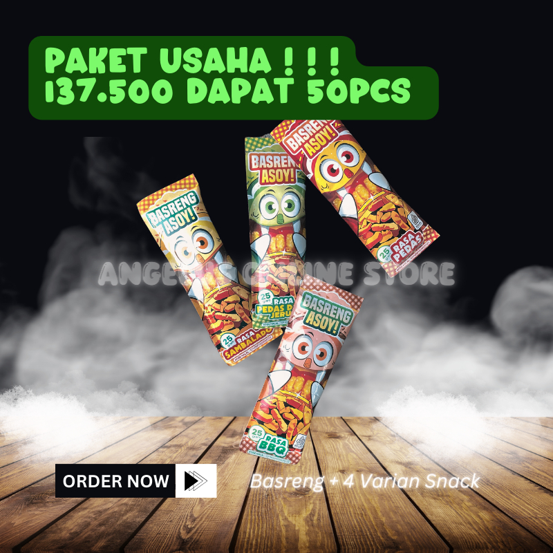 

Paket Usaha 50 PCS Snack Camilan Basreng Grosir