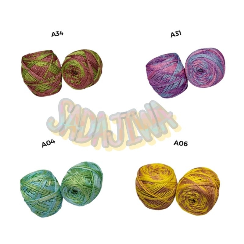 BENANG RAJUT KILAP SEMBUR WARNA RANDOM/GRADASI WARNA POLYESTER/BENANG RAJUT