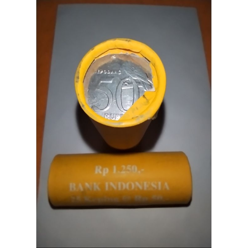 Uang coin Rp 50 Kepodang tahun 1999 | roll asli Bank Indonesia Unc | isi 25 pcs