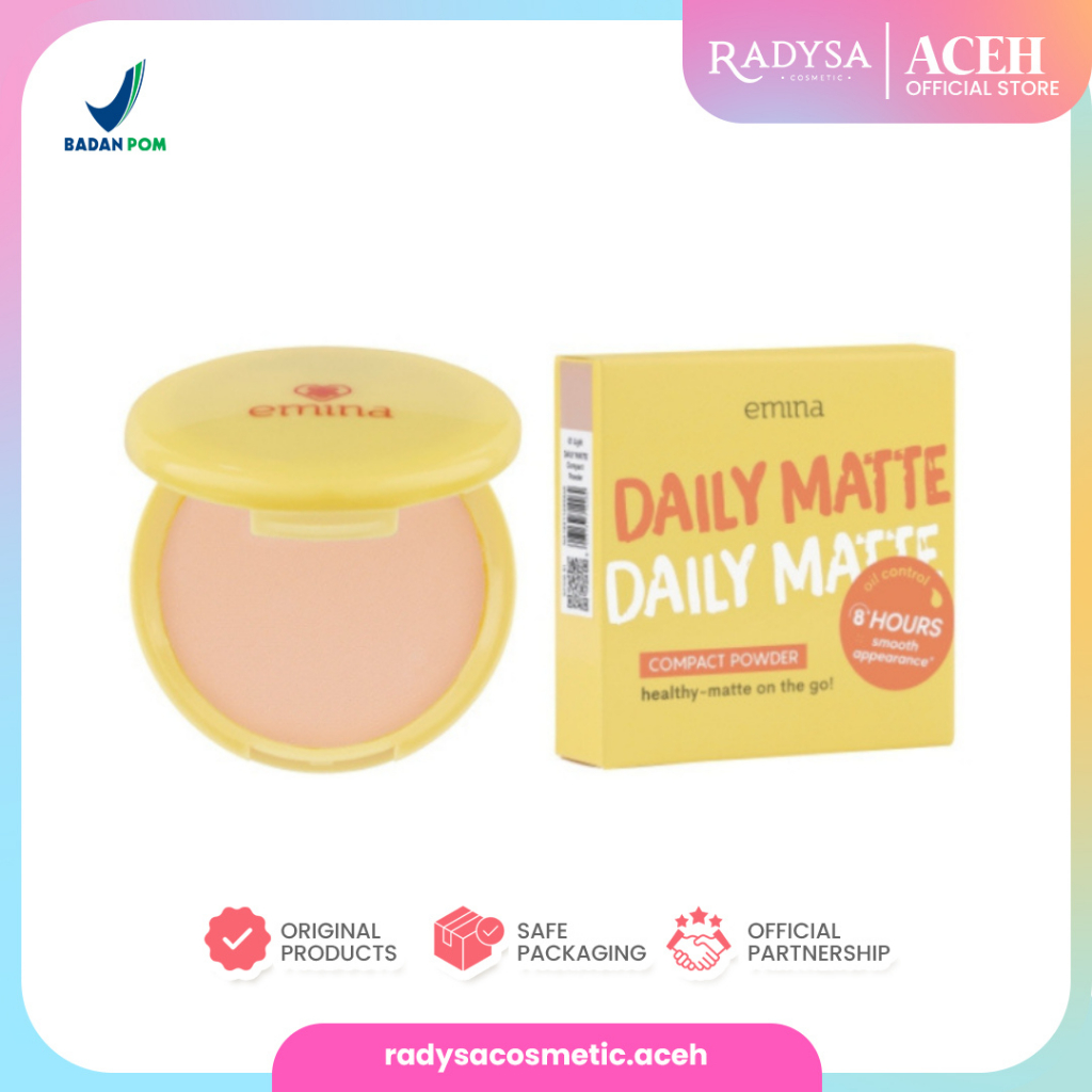 𝐑𝐀𝐃𝐘𝐒𝐀 - EMINA Daily Matte Compact Powder | Bedak Padat Matte Finish & Oil Control | Emina Bedak Pad