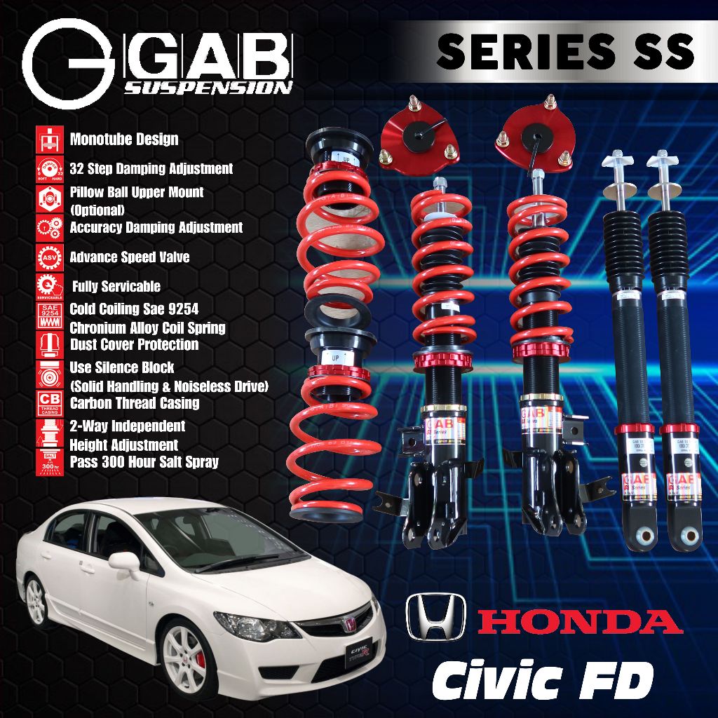 Aksesoris Suspensi Per Coilover GAB SS Series Civic FD
