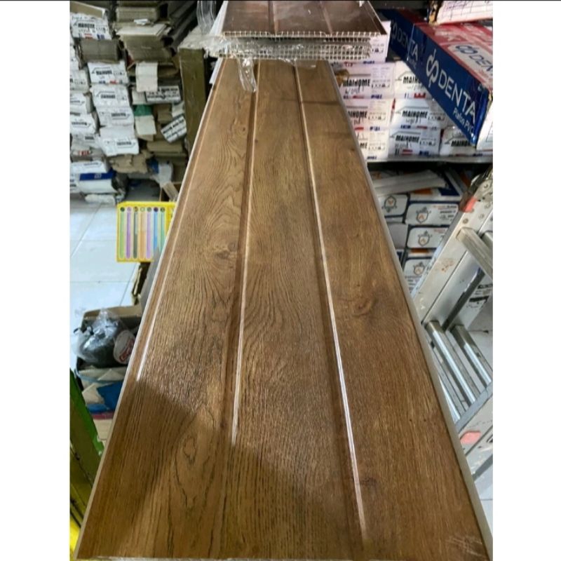 Plafon PVC serat kayu coklat muda doff 30630