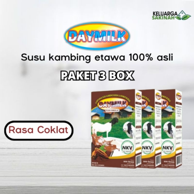 

PAKET 3 BOX SUSU KAMBING ETAWA DAYMILK RASA COKLAT
