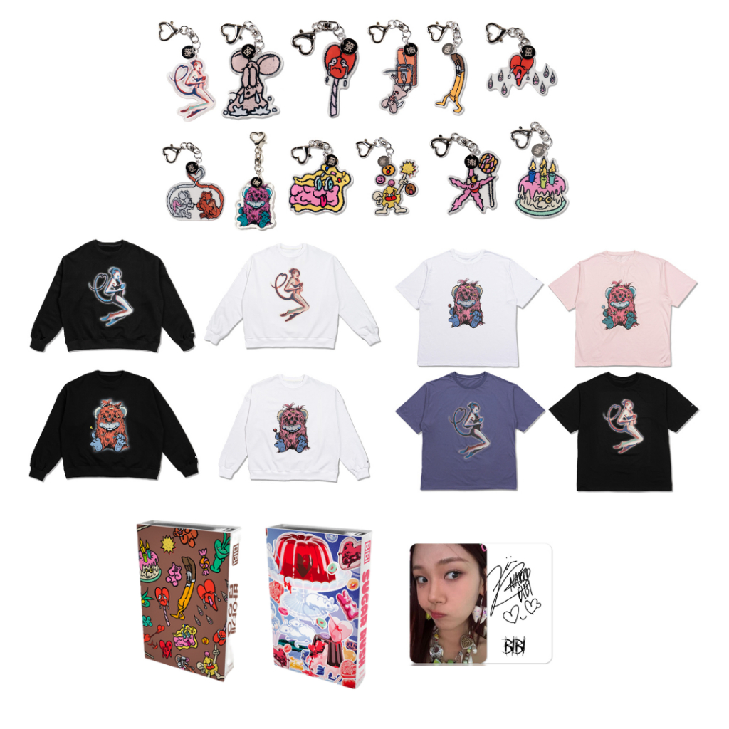 [PO] Bibi x Brandip Collab My Valentine Pop Up Store Merch - Keychain/Overfit T-Shirt White Pink Bla