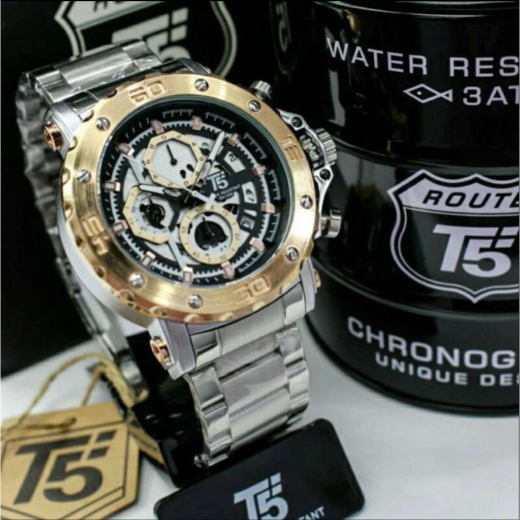New Jam T5 H 3723 G original chronograph bergaransi free tin box TERMURAH