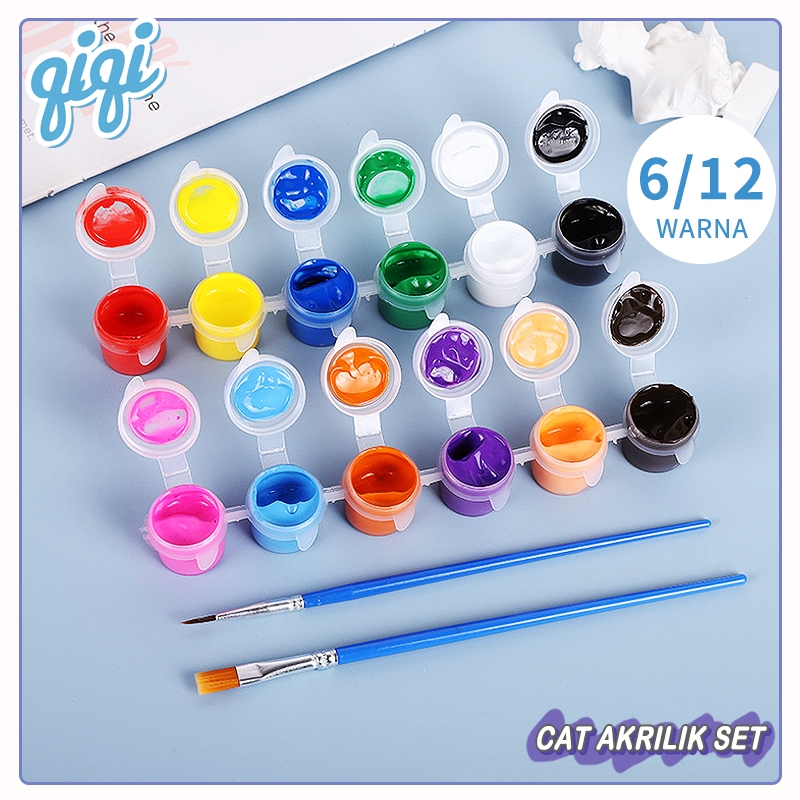 

Cat akrilik set 3ml/cat Acrylic set 6/12 Warna cat air anak/cat warna lukis - Qiqi Treasure