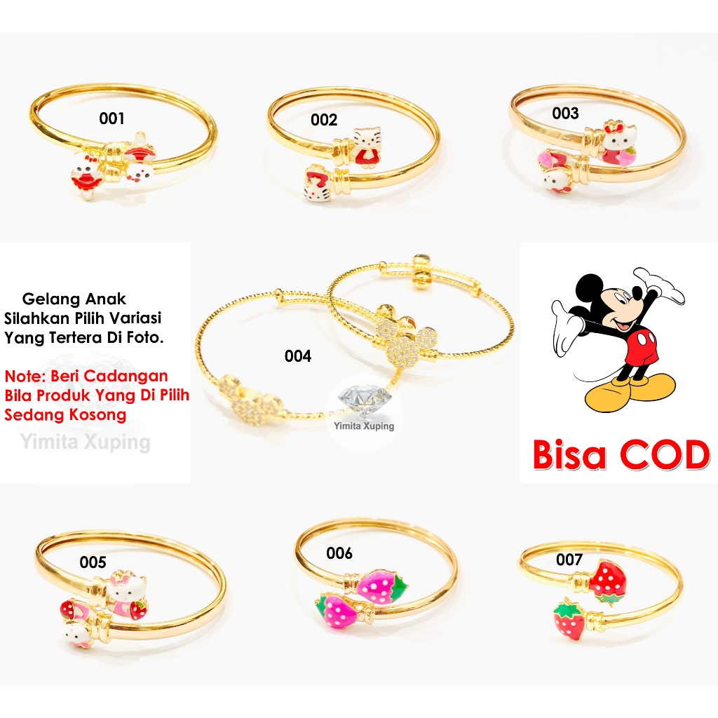 Gelang Anak Usia 1-12 Tahun Perhiasan Emas Imitasi Anti Karat Tahan Lama Karakter Hello Kitty Cantik