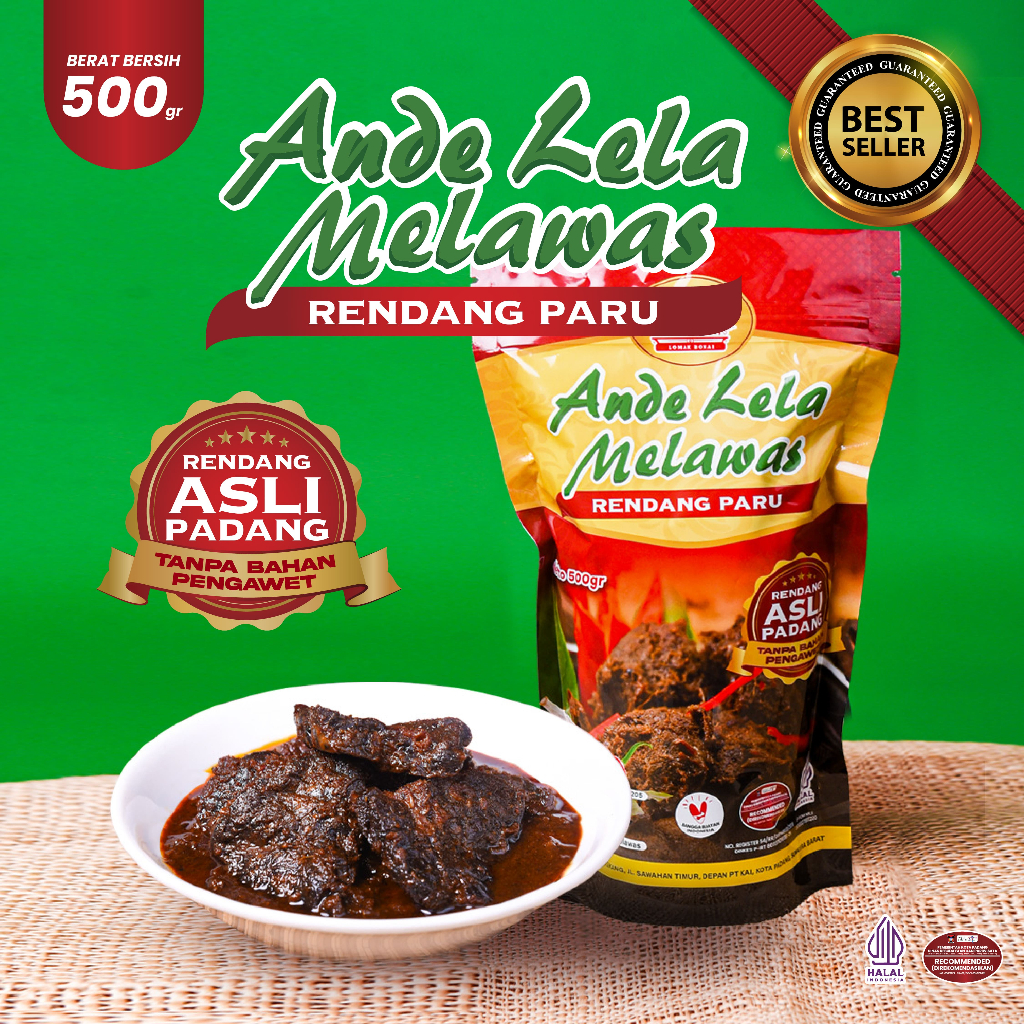 

[500 Gr] Rendang Paru Asli Padang "Ande Lela Melawas" Khas Silungkang Sumatera Barat | 500 Gram | Rendang Asli Padang | Makanan Siap Saji | Rendang Instan | Masakan Padang