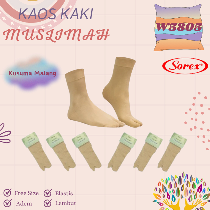 Sorex W5805 | Kaos Kaki Jempol Wanita Muslimah / Woman Socks COD Kusuma Malang
