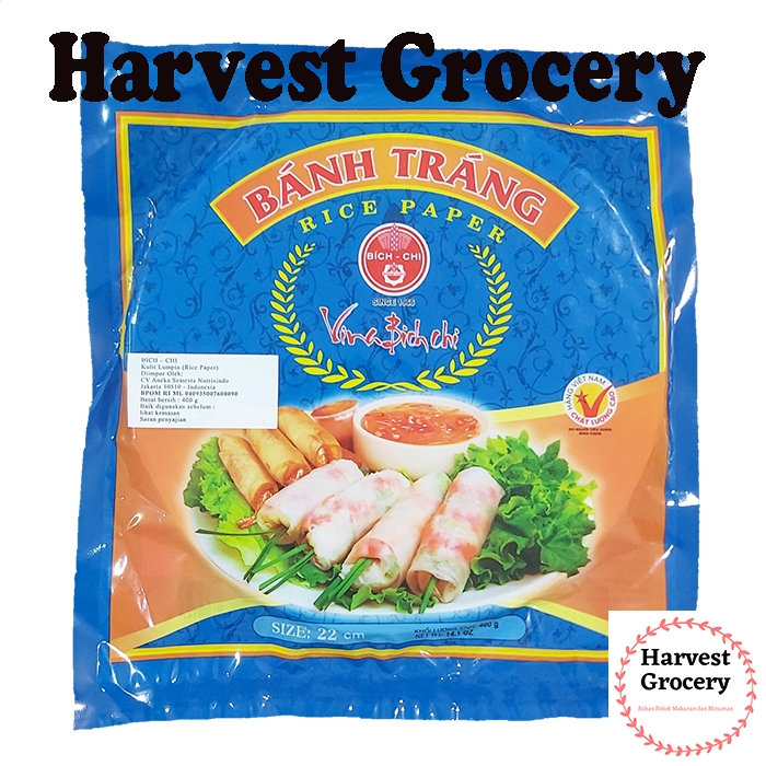 

Banh Trang Rice Paper Vina Bich Chi / Kulit Lumpia uk 22cm 400 Gram