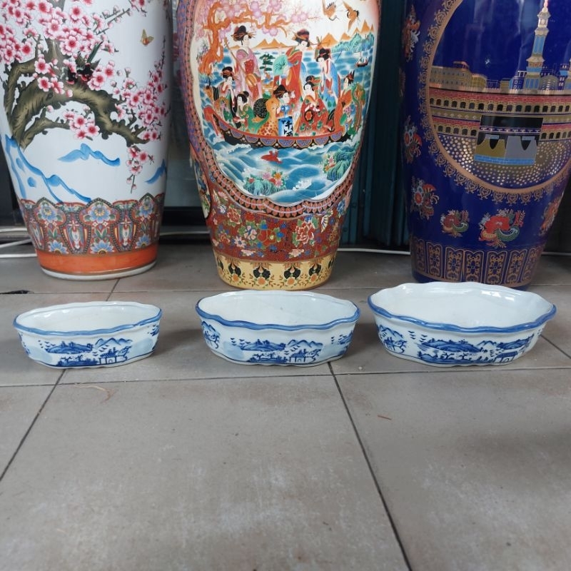 pot keramik/pot bonsai keramik set 3 pc ceper