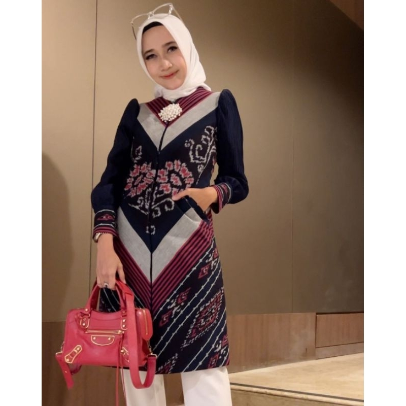 tunik tenun wanita baju tenun Jepara fashion wanita tunik jumbo tunik batik