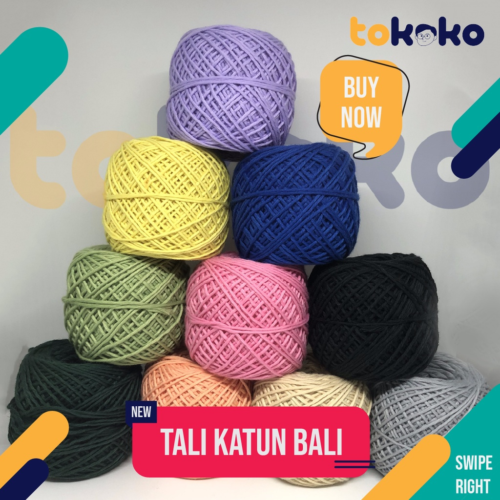 Benang Rajut Tali Katun Bali Aneka Warna Import Taiwan Lembut Tali Katun Bali