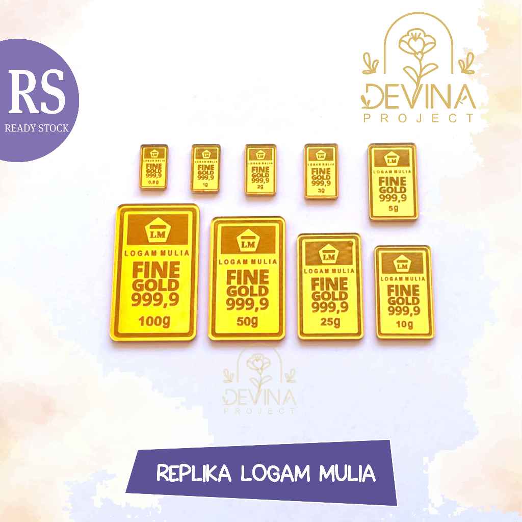Replika Logam Mulia Emas Batangan Akrilik Mirror Gold