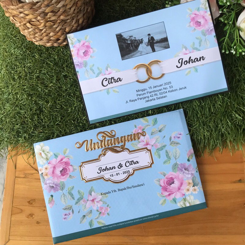 Undangan Amplop Single Hardcover - Biru Muda