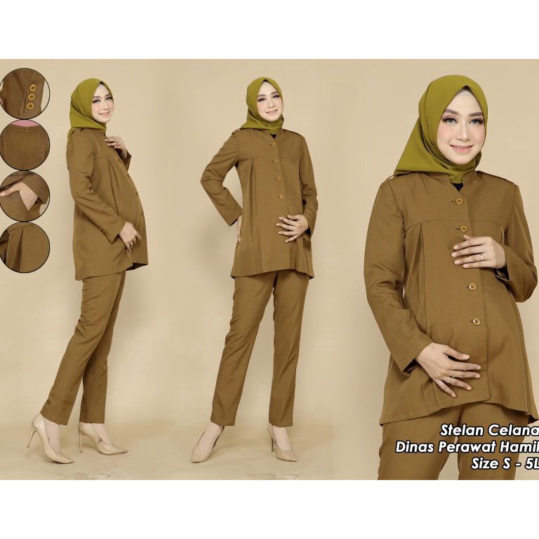 ART J86D Blazer baju kerja kantor seragam dinas Pemda baju khaki seragam Pemda hamil baju hamil baju