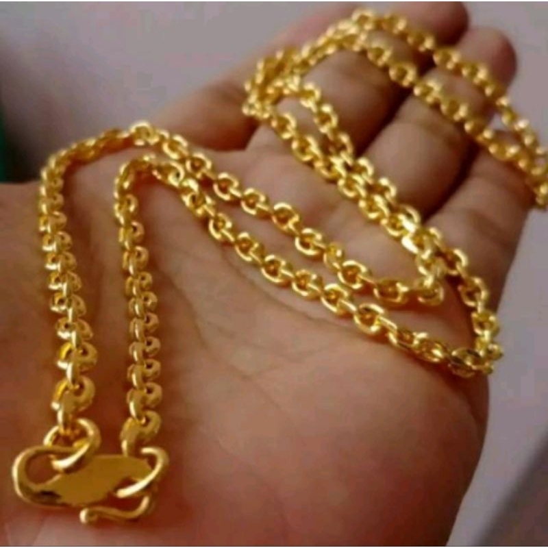 Kalung nuri medan titanium anti luntur anti karat lapis import, kalung perhiasan wanita mirip emas a