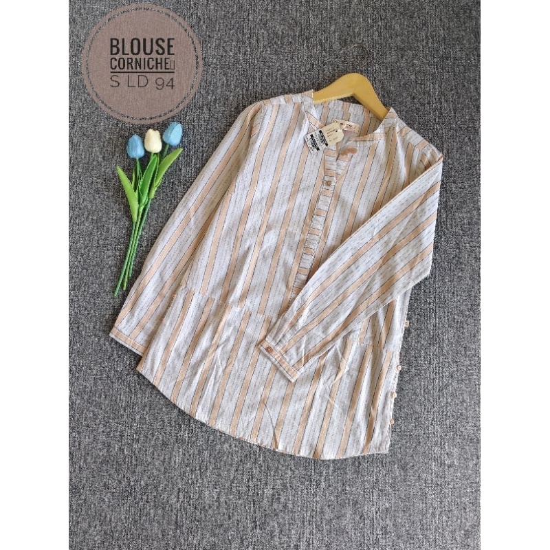 Blouse Corniche Wanita ORI Baju Lengan Panjang Bahan Katun