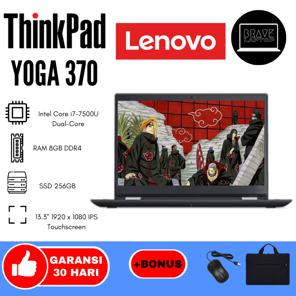 LAPTOP LENOVO THINKPAD YOGA 260 370 L380 L390 X380 X390 CORE i5/i7 GEN 8 - LAYAR 13,3 INCH