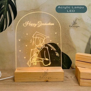 Akrilik Lampu LED Sketsa foto Handwriting Plakat Wisuda kado ulang tahun
