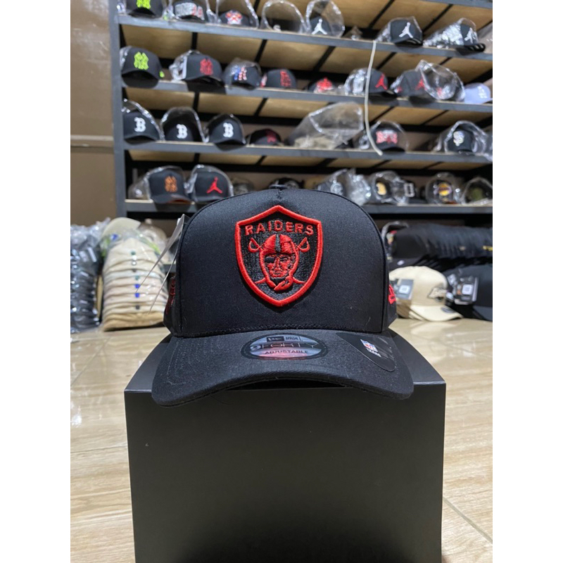 Raiders Hitam Merah Bahan Hitam Topi Premium Pria Wanita