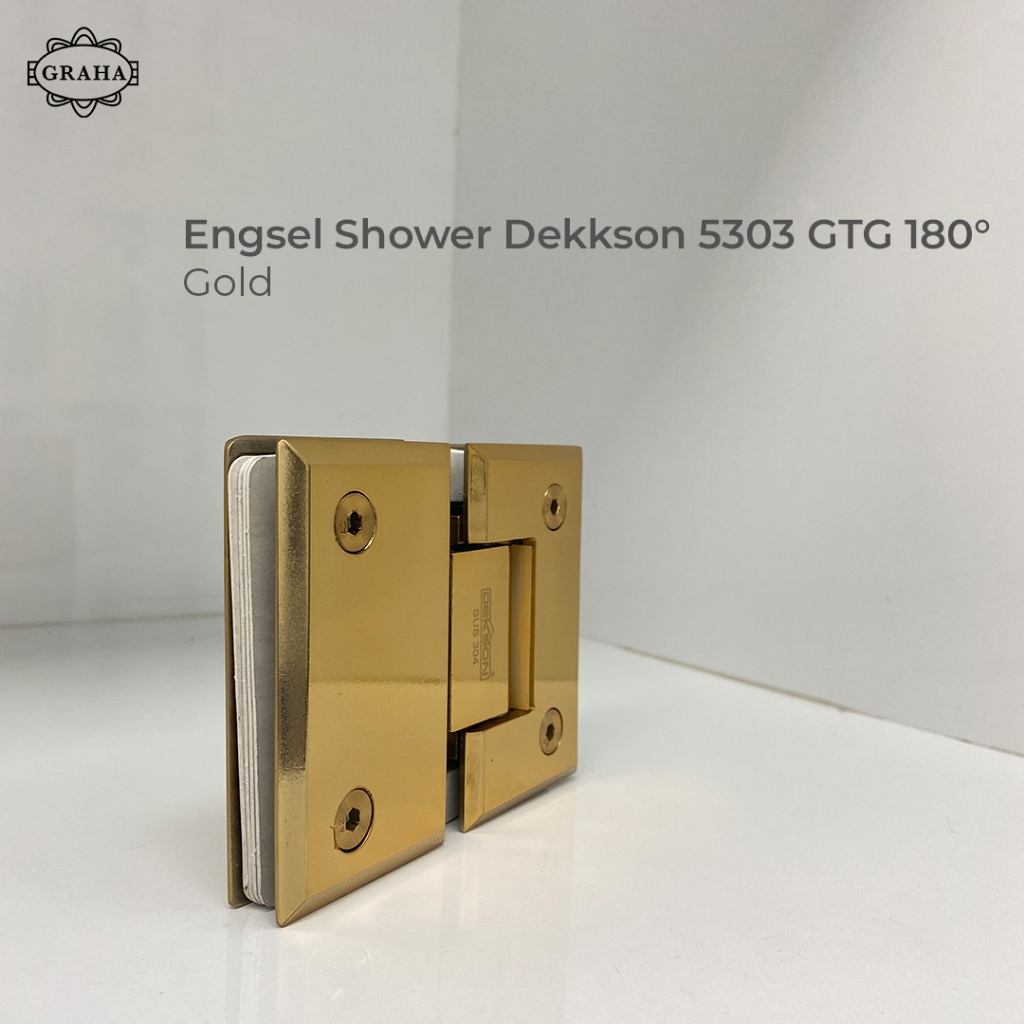 Engsel Pintu Kaca Shower Hinge Dekkson Glass to Glass 180° GOLD / ROSE GOLD / BLACK DOFF