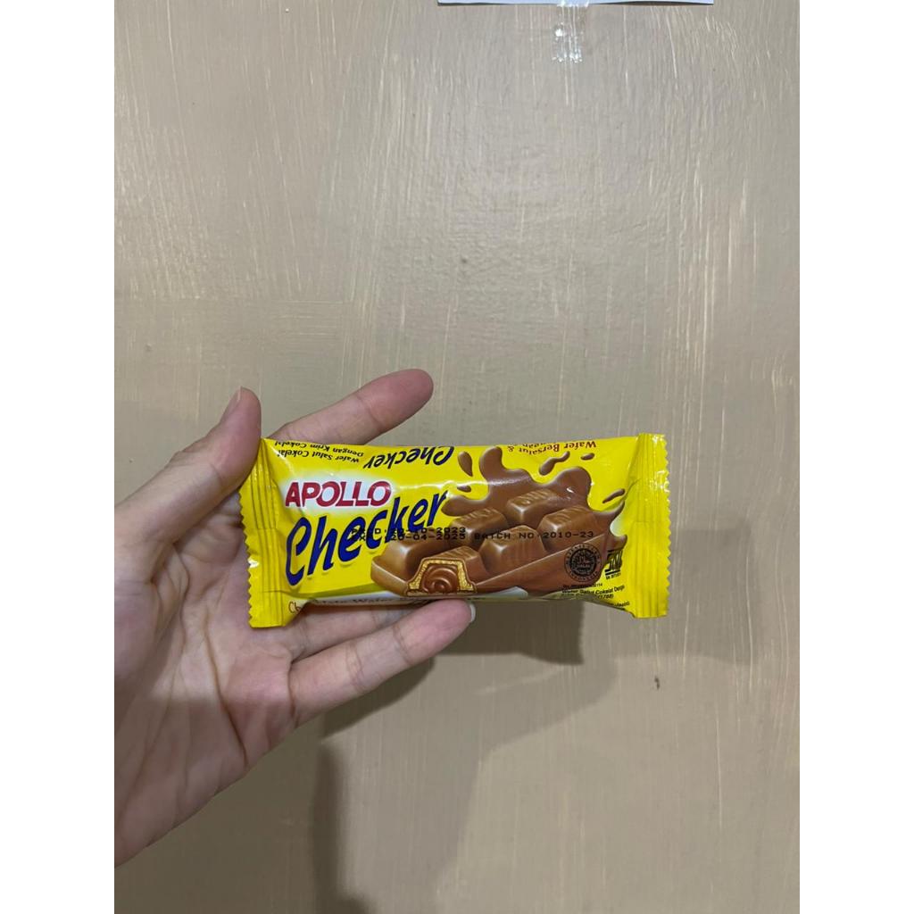 

apollo checker wafer cokelat 18gr - wafer apollo cokelat - apollo checker chocolate wafer bar