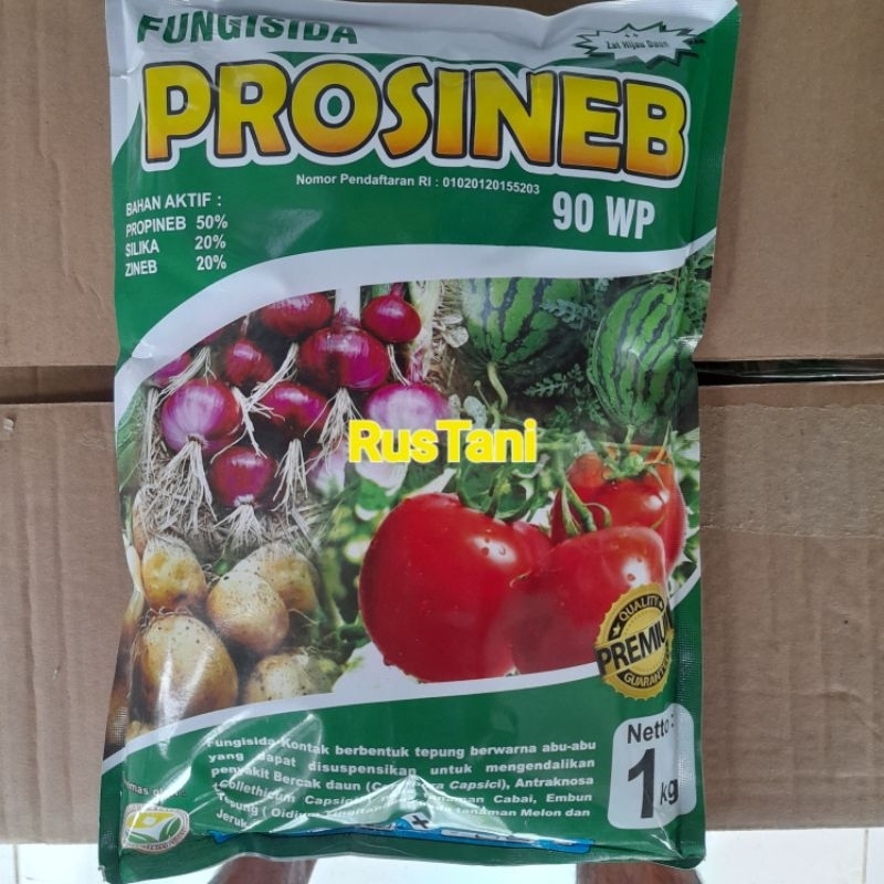 FUNGISIDA PROSINEB 90WP BAHAN AKTIF : PROPINEB 50% SILIKA 20% ZINEB 20% 1Kg