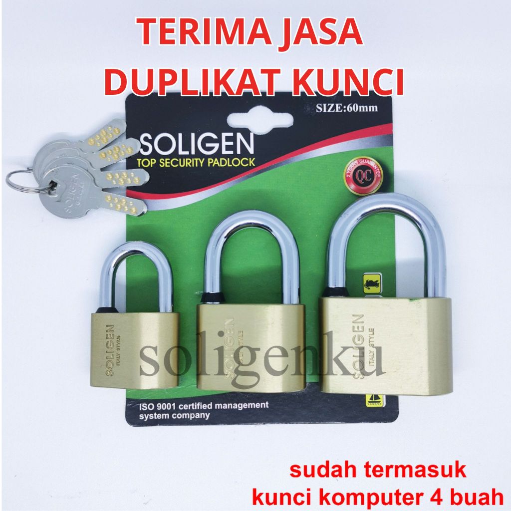 Gembok Soligen Per Pendek Kuningan Computer Key 40 50 60 mm Gembok Gudang Mobil Pagar