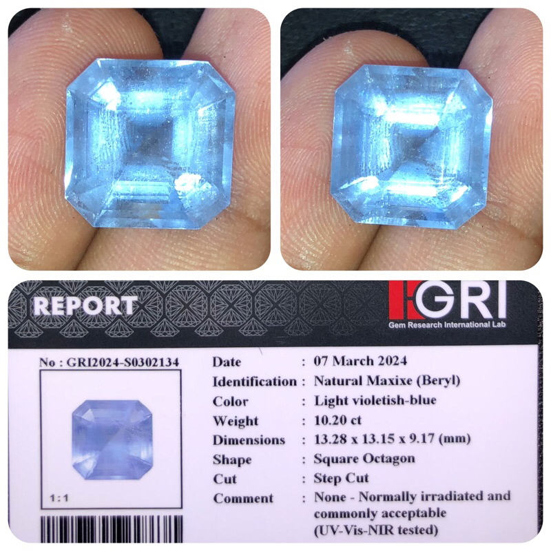 Natural maxixe (beryl) batu rare memo gri