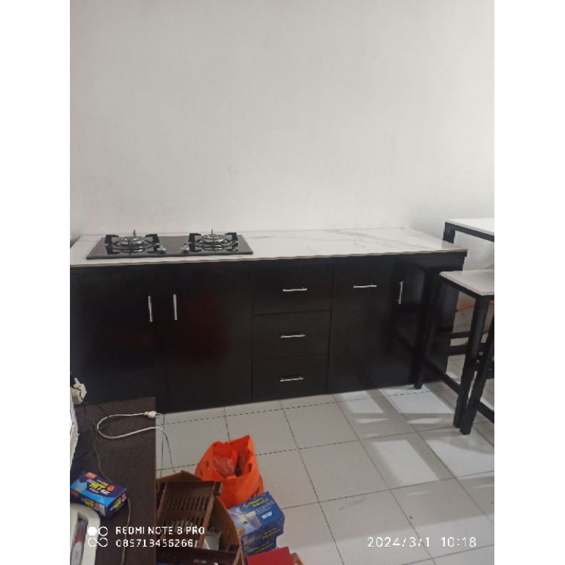 kitchen set/meja dapur kayu solid top granit