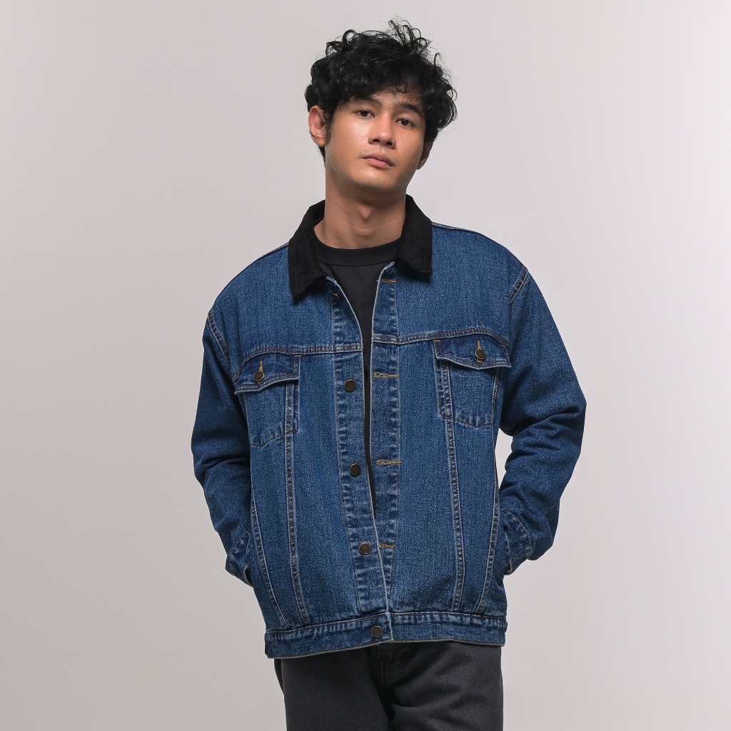 JB - Jacket Denim Corduroy Bio Wash - Jaket Trucker Jeans Pria
