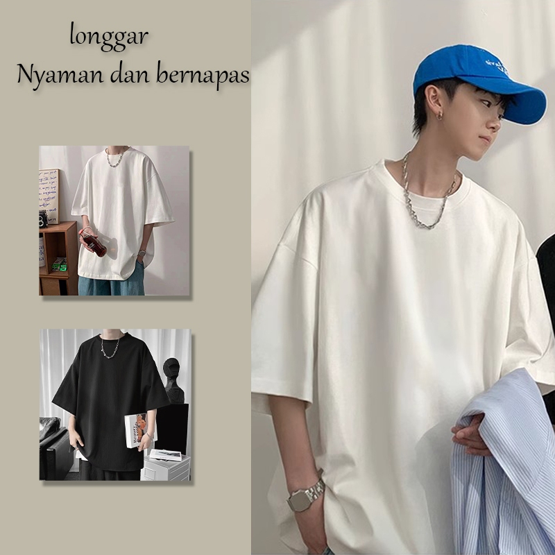 korean style kemeja pria lengan pendek kaos pria kaos oversize kaos oversize pria crewneck pria baju