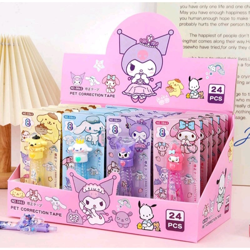 

1BOX TIP X SANRIO CORRECTIR PEN KUROMI PAKET USAHA isi 24pcs