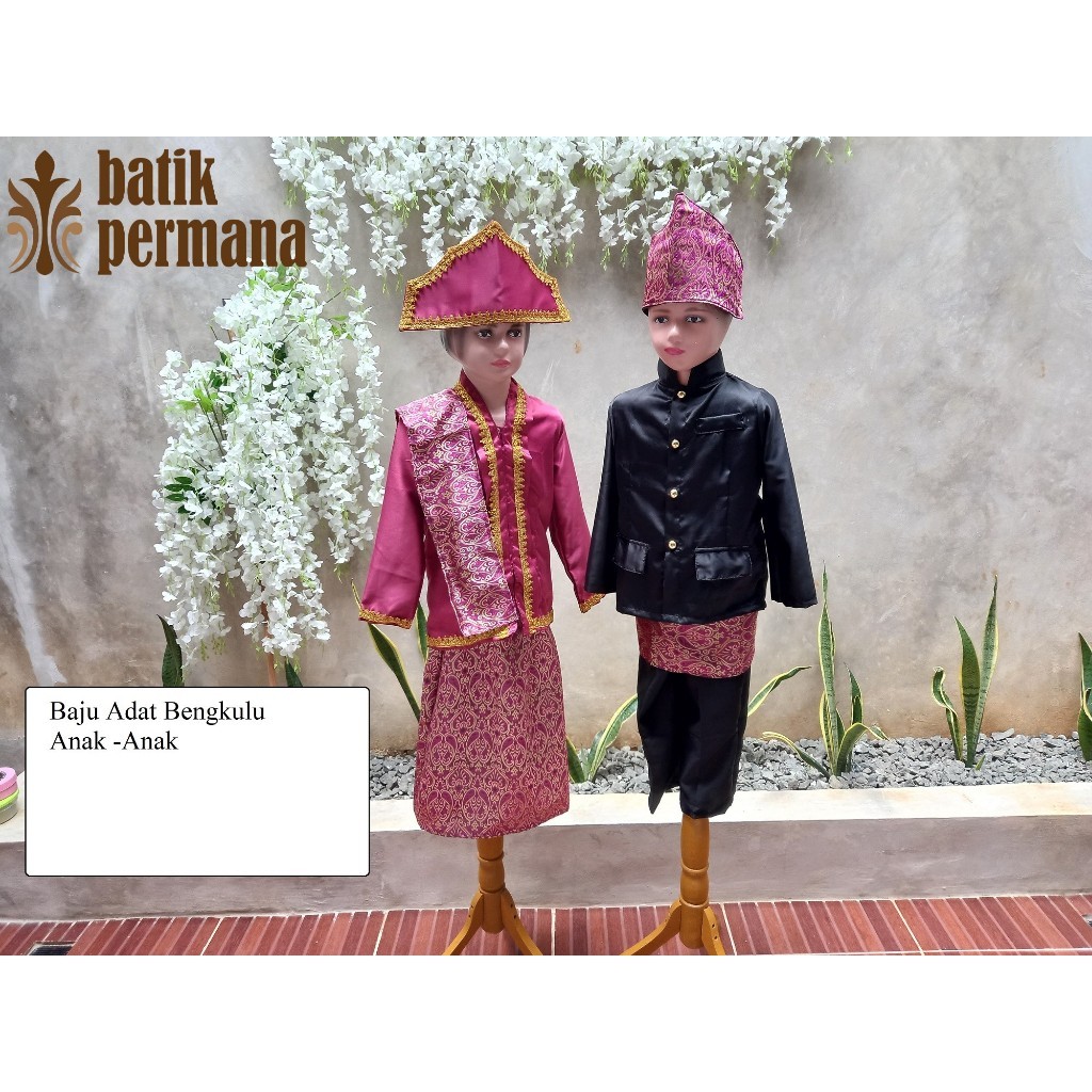 Baju Adat Bengkulu Anak Anak, Set (atasan, bawahan, mahkota, kain)