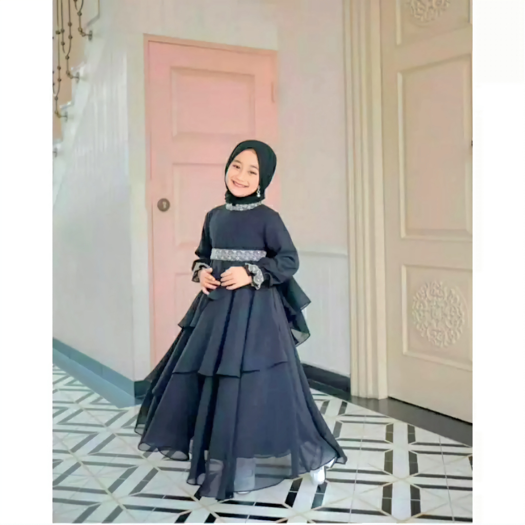 TERBARU Setelan Gamis & Hijab Anak Remaja 1-16 Tahun Set Baju Muslim Anak Perempuan Gamis Jilbab Ker