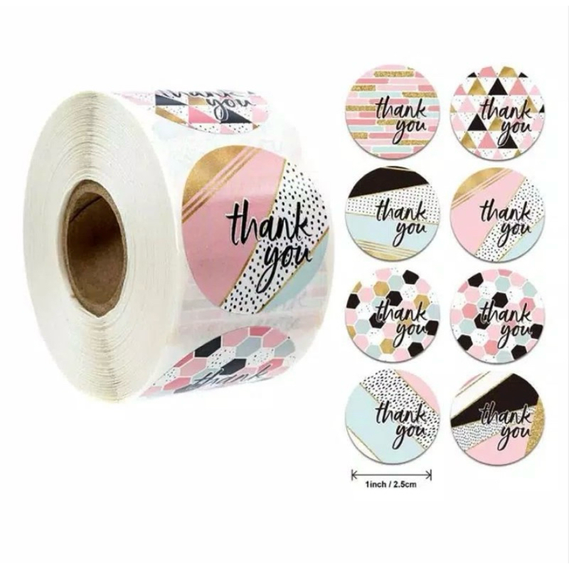 

Sticker Thank You Round Stiker Import Bulat 2,5 cm 1 roll 500 pcs Murah
