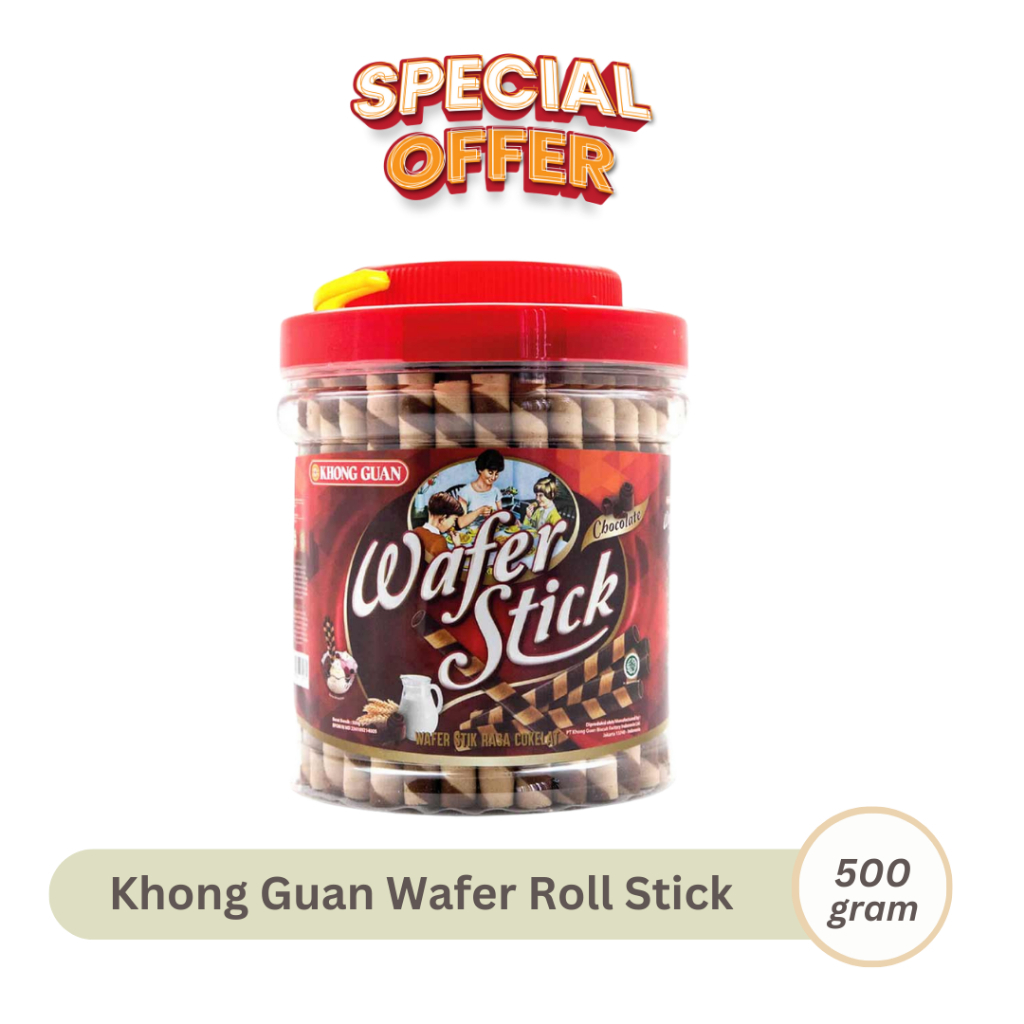 

Khong Guan Wafers Stick Kemasan Toples 500gr Coklat Astor Roll Snack Lebaran