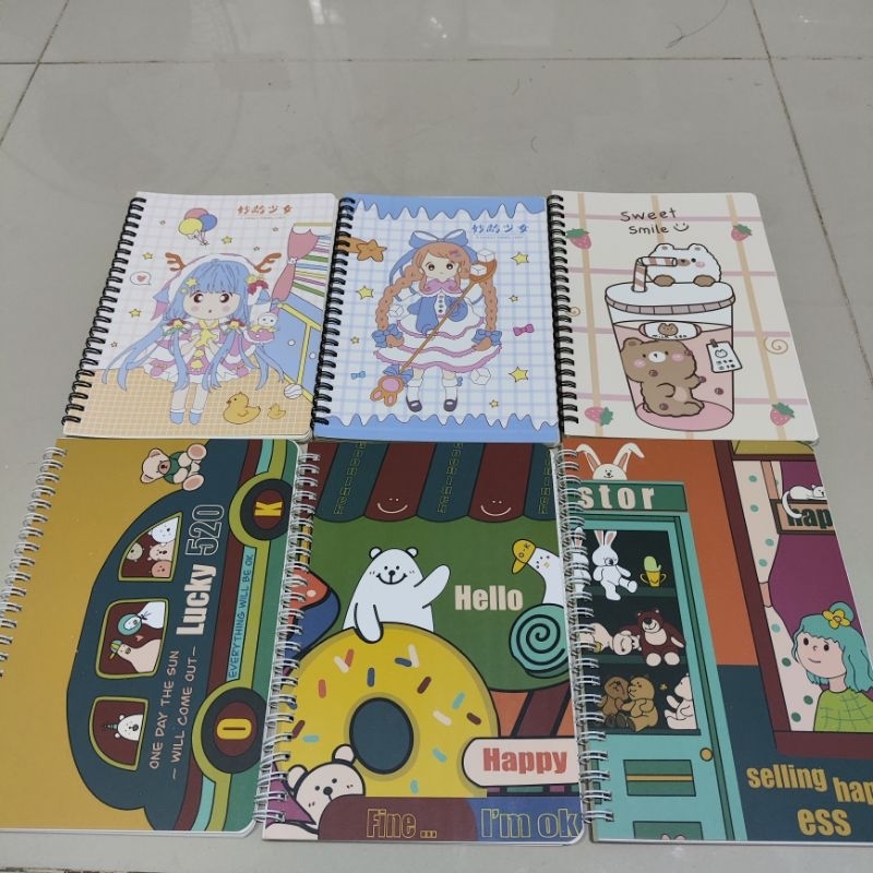 

Notes animal and anime girl Spiral A5 Fancy Buku notes bergaris kertas A5