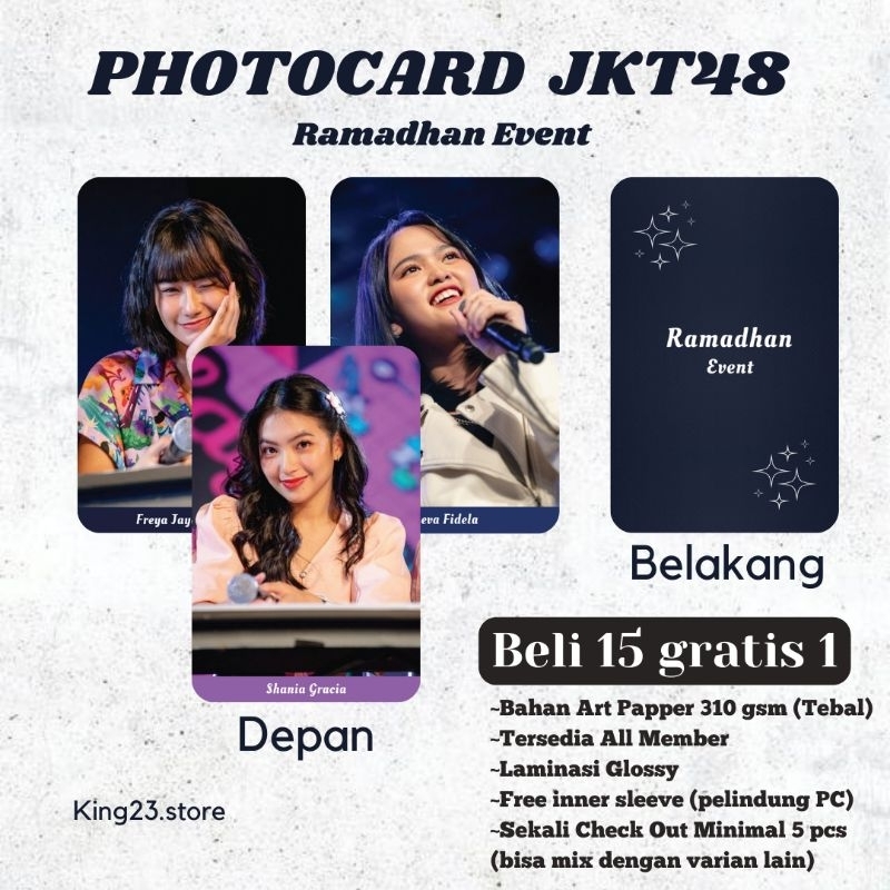 JKT48 Photocard Edisi Ramadhan Event Fanmade All Member Adel,Freya,Gracia