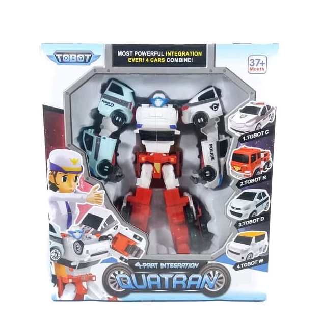 Mainan Robot Mini Quatran White Mainan Robocar Four Cars Combine